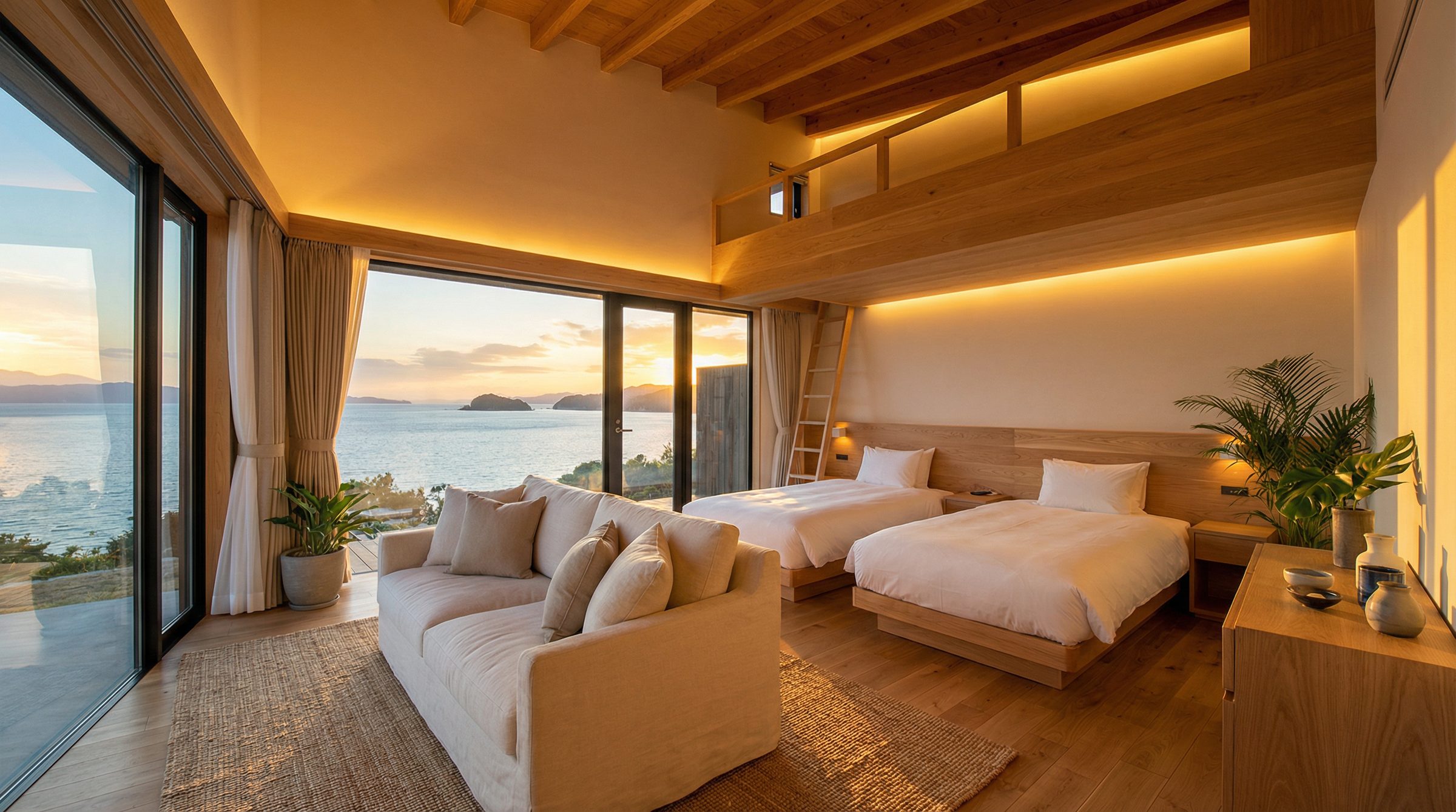 オーシャンビューの客室